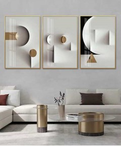Gold Frame 60*90 Cm White Crystall Painting Decoration For Living Room And Kitchen